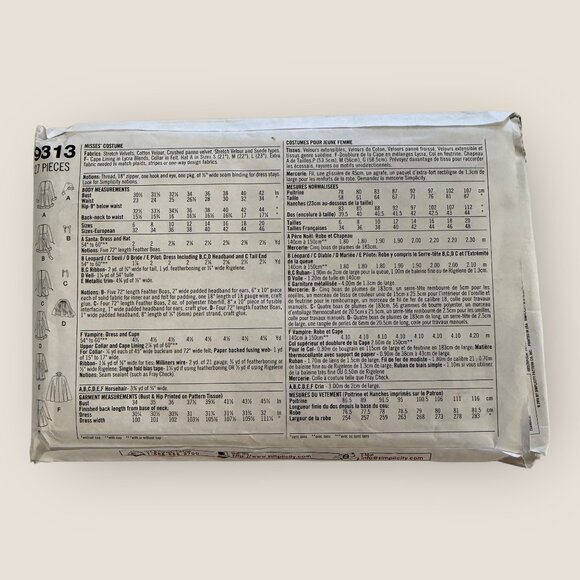 Vintage Simplicity Costumes Sewing Pattern 9313 Cat Bride Devil Cop More Sz 6-12 - Picture 2 of 2